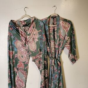 Beulah Green Paisley Satin Pants Set